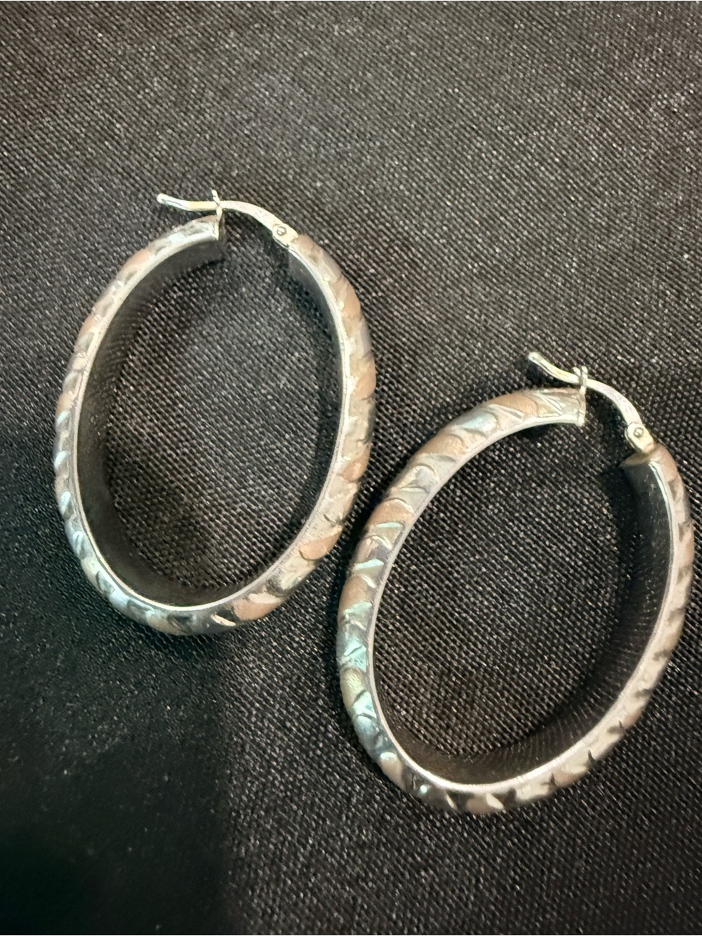 925 Silver- Two Tone rope Oval Hoop Earrings - Women Jewelry